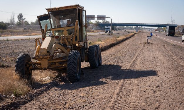 Vialidad Mendoza limpia  los canteros centrales de los accesos Este y Sur