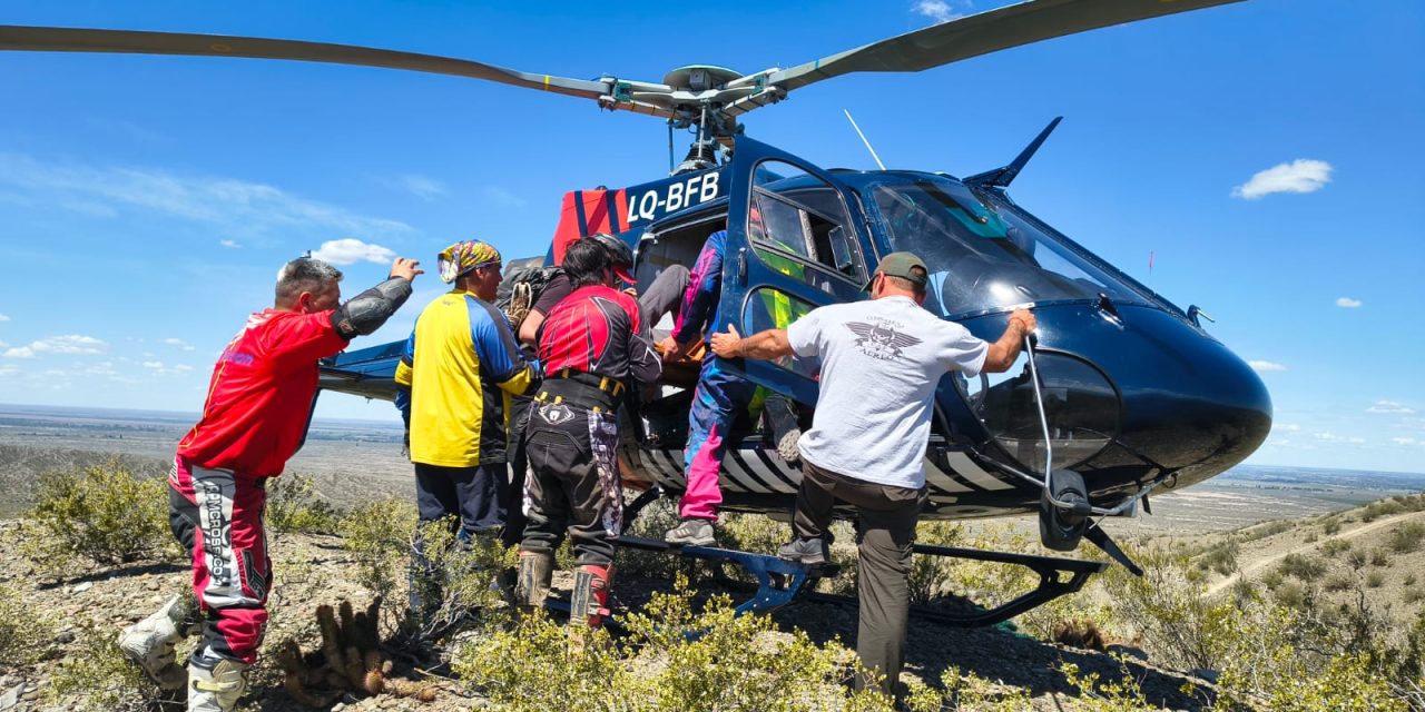 Rescate aéreo permitió salvar a un endurista accidentado en Las Heras