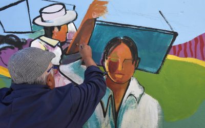 Los muros del Teatro Griego suman arte vendimial por los 90 años de la Fiesta Nacional de la Vendimia